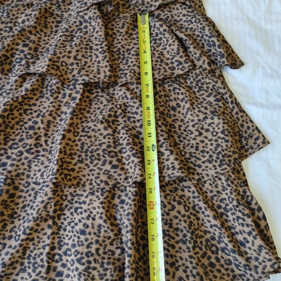 FSL Apparel Size S Women's Leopard Gray Ruffle Sleeveless Sheath Lined Dress - Picture 4 of 6